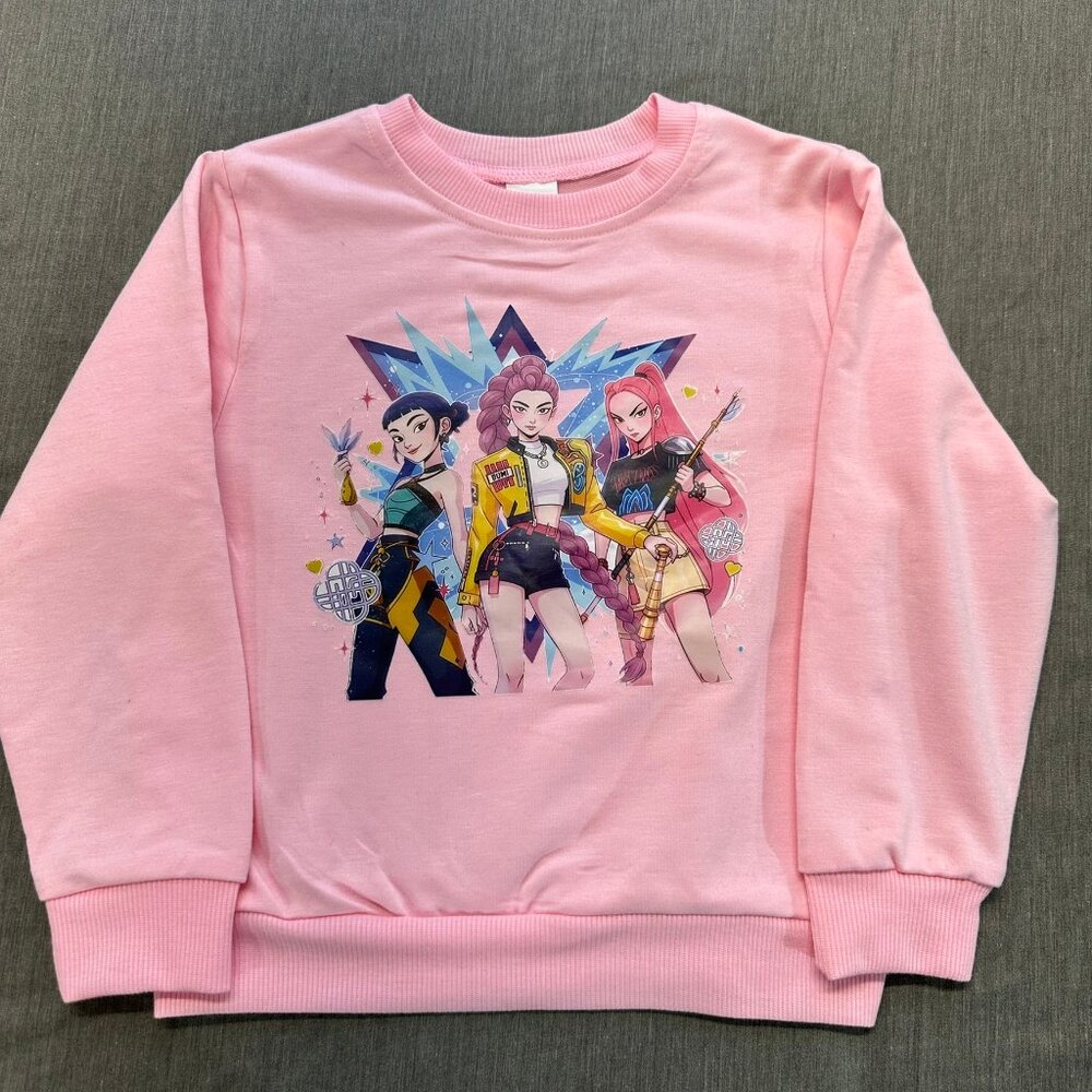 Kpop Hunters Kids Size 6 Pink Graphic Cotton/Poly Blended Sweathshirt